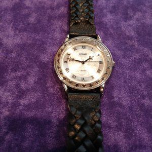 Vintage Gitano watch, braided 7-9" band, stainless steel back